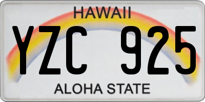 HI license plate YZC925