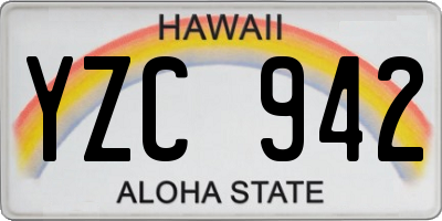 HI license plate YZC942