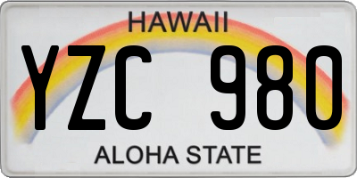 HI license plate YZC980