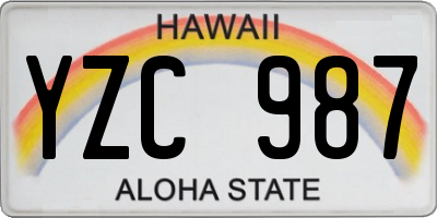HI license plate YZC987