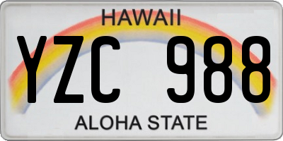HI license plate YZC988