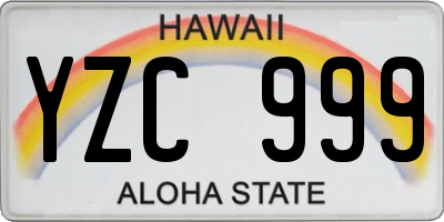 HI license plate YZC999