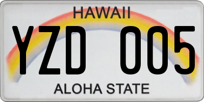 HI license plate YZD005