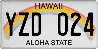 HI license plate YZD024
