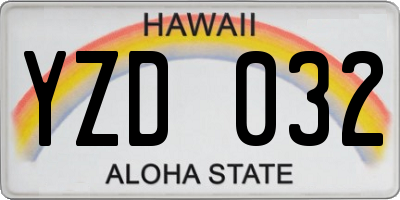 HI license plate YZD032