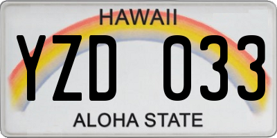 HI license plate YZD033