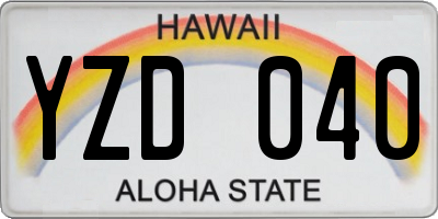 HI license plate YZD040