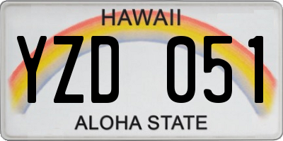 HI license plate YZD051