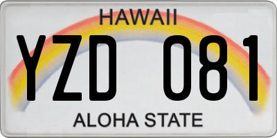 HI license plate YZD081