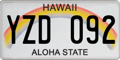HI license plate YZD092