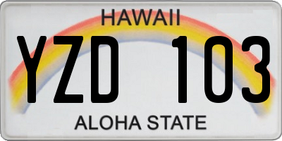 HI license plate YZD103