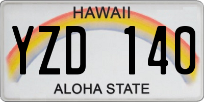 HI license plate YZD140