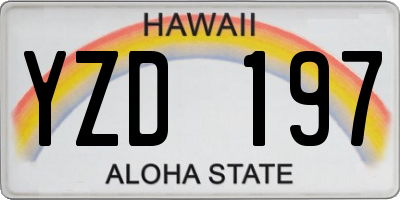 HI license plate YZD197