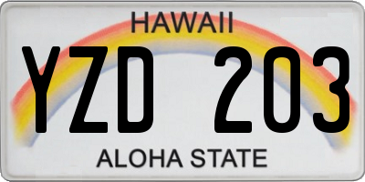 HI license plate YZD203