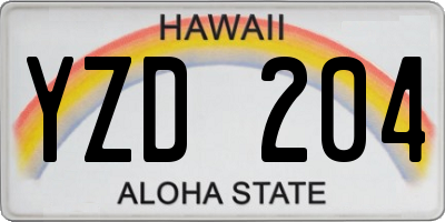HI license plate YZD204