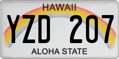 HI license plate YZD207