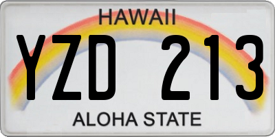HI license plate YZD213