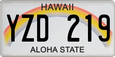 HI license plate YZD219