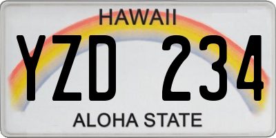 HI license plate YZD234