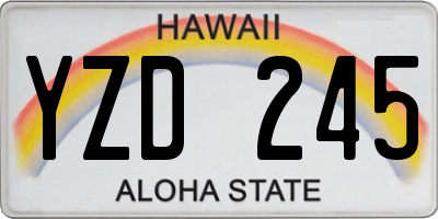 HI license plate YZD245