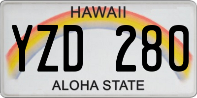 HI license plate YZD280