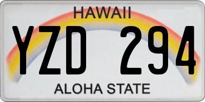 HI license plate YZD294