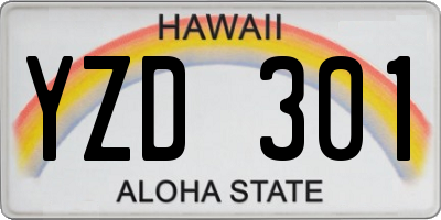 HI license plate YZD301
