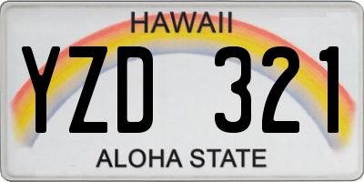 HI license plate YZD321