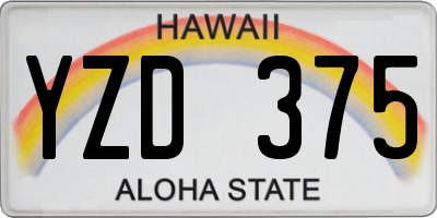 HI license plate YZD375