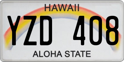 HI license plate YZD408