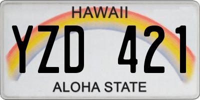 HI license plate YZD421