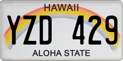 HI license plate YZD429