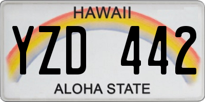 HI license plate YZD442