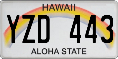 HI license plate YZD443