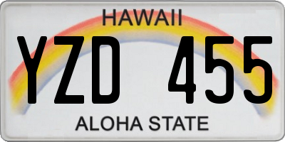 HI license plate YZD455