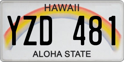 HI license plate YZD481