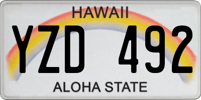 HI license plate YZD492