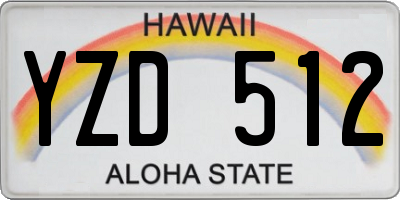 HI license plate YZD512