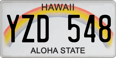 HI license plate YZD548