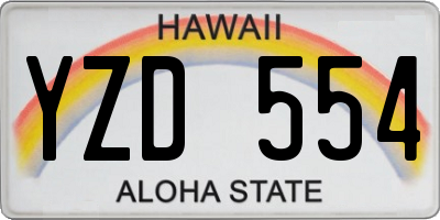HI license plate YZD554