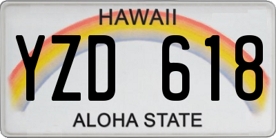 HI license plate YZD618