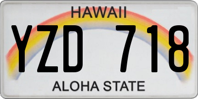 HI license plate YZD718