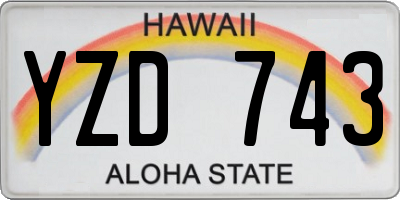 HI license plate YZD743
