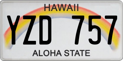 HI license plate YZD757