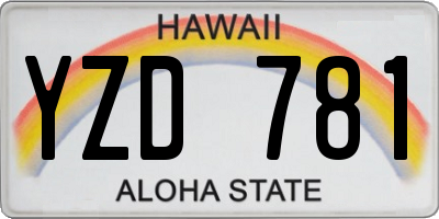 HI license plate YZD781