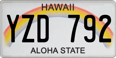 HI license plate YZD792