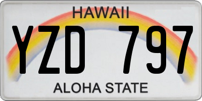 HI license plate YZD797