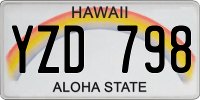 HI license plate YZD798