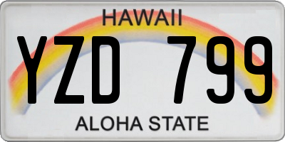 HI license plate YZD799