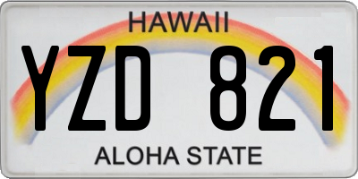 HI license plate YZD821